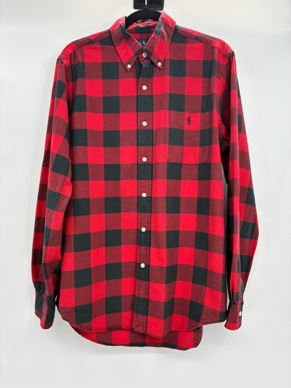 Ralph Lauren Men’s Red Black Buffalo Plaid Button Down Shirt Classic Fit Medium
